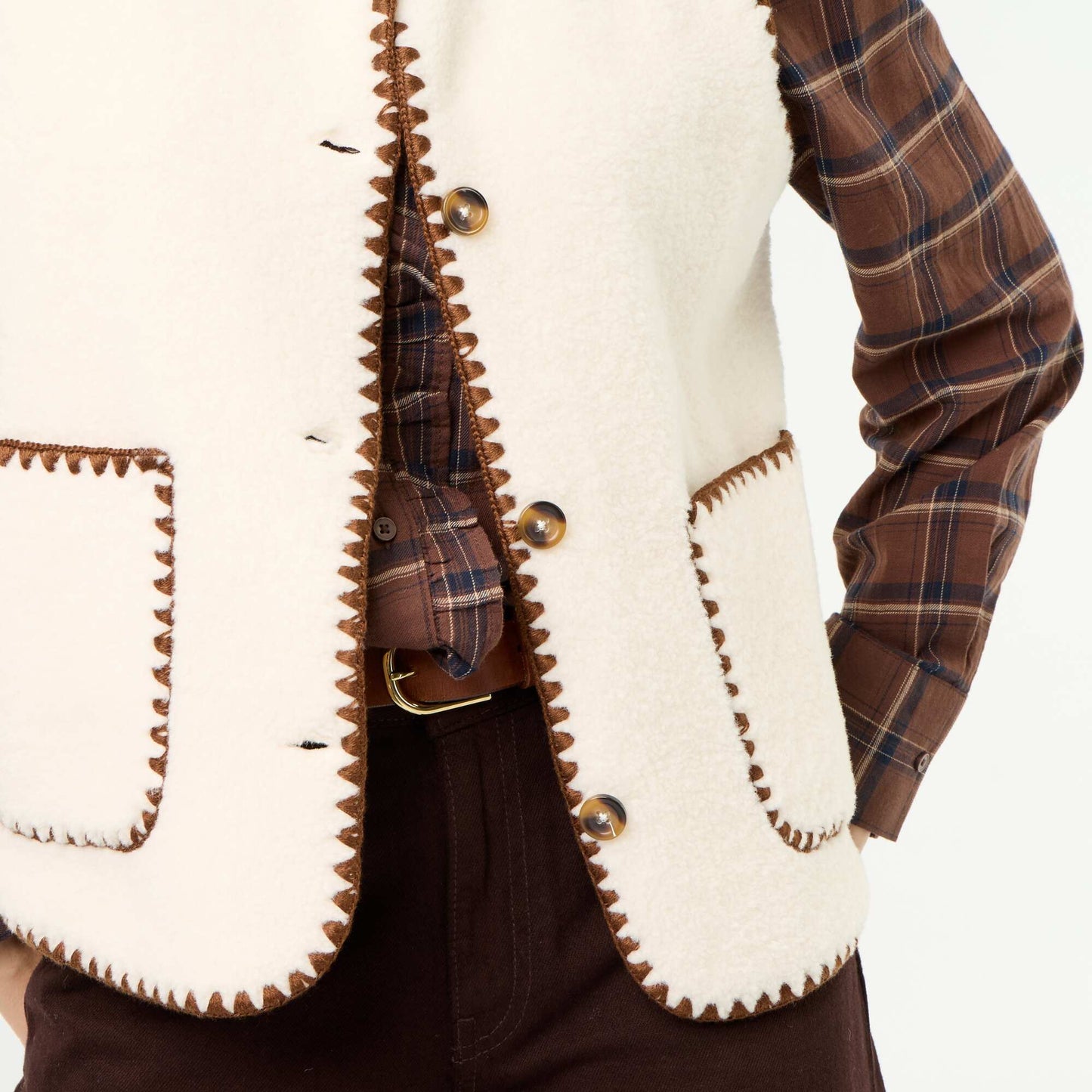 Sleeveless Faux Shearling Vest BEIGE