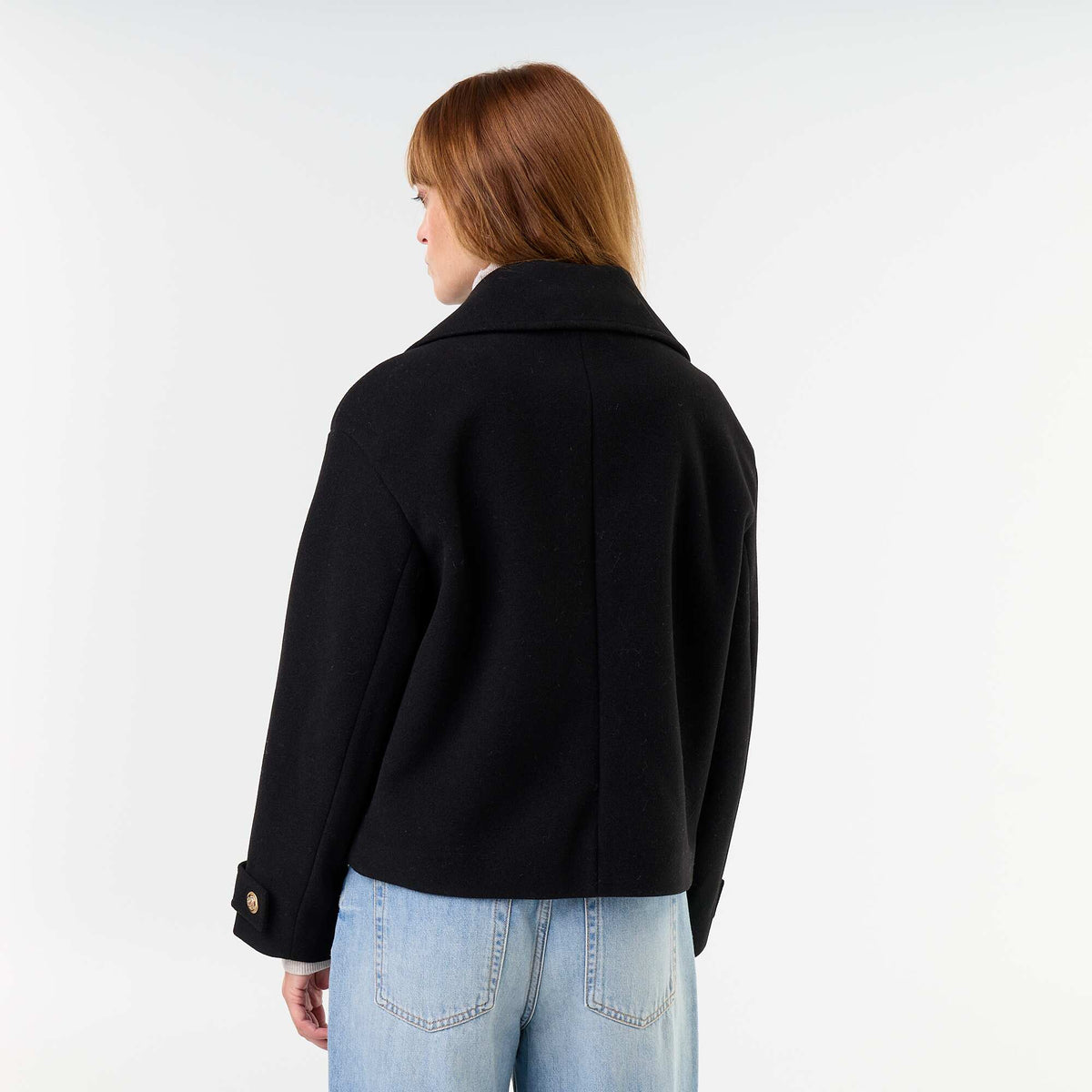 Double-breasted short coat BLACK