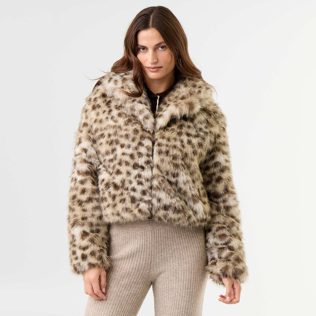 Faux Fur Jacket BROWN