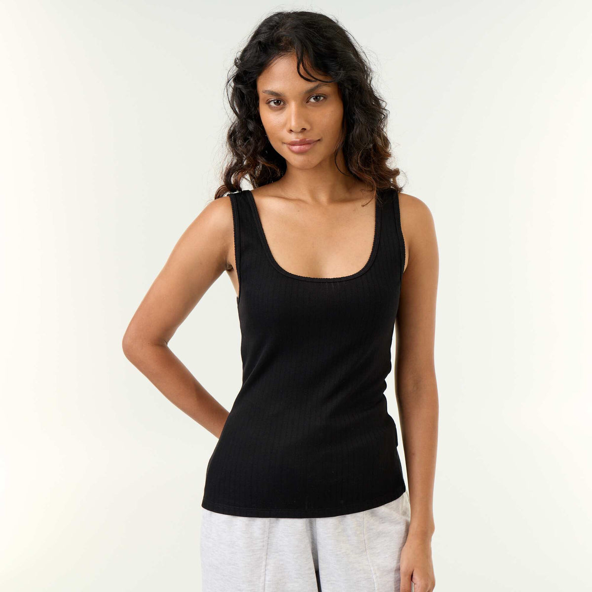 Pointelle Tank Top BLACK