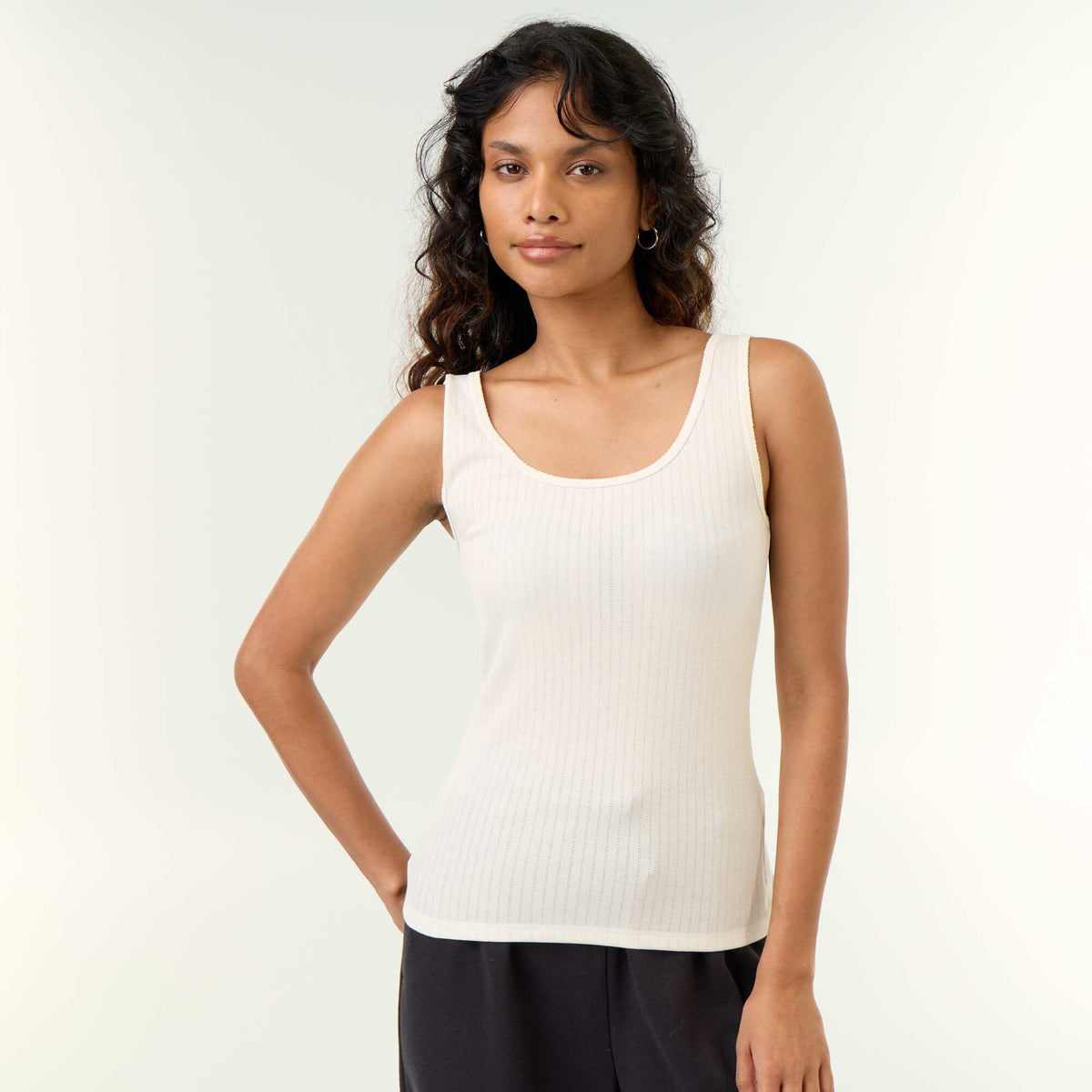 Pointelle Tank Top BEIGE
