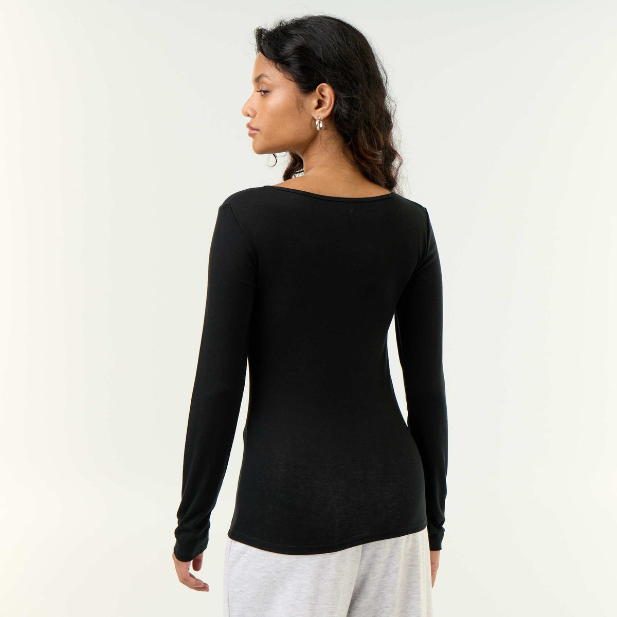 Long-sleeved wool blend T-shirt BLACK