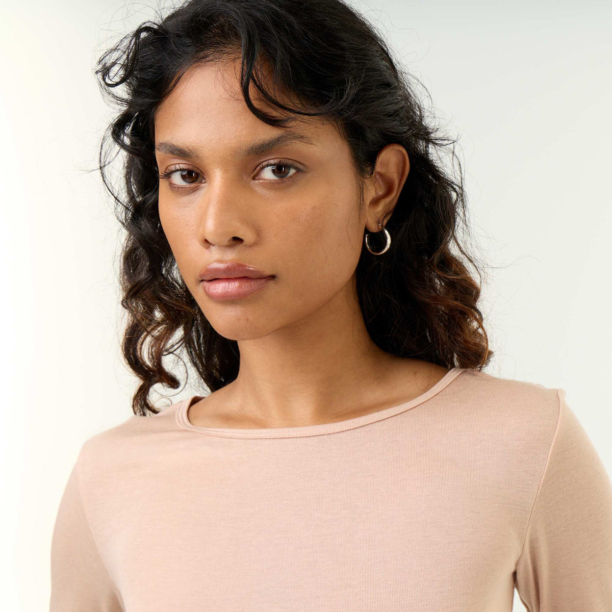 Long-sleeved wool blend T-shirt PINK