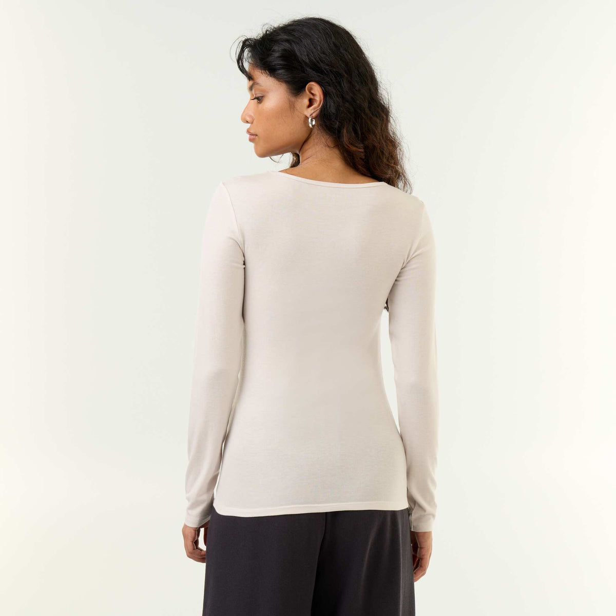 Long-sleeved wool blend T-shirt GREY