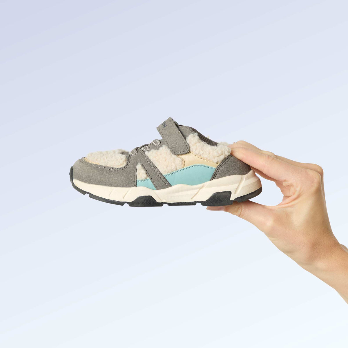 Low-top sneakers in suede-effect and sheepskin-effect GREY