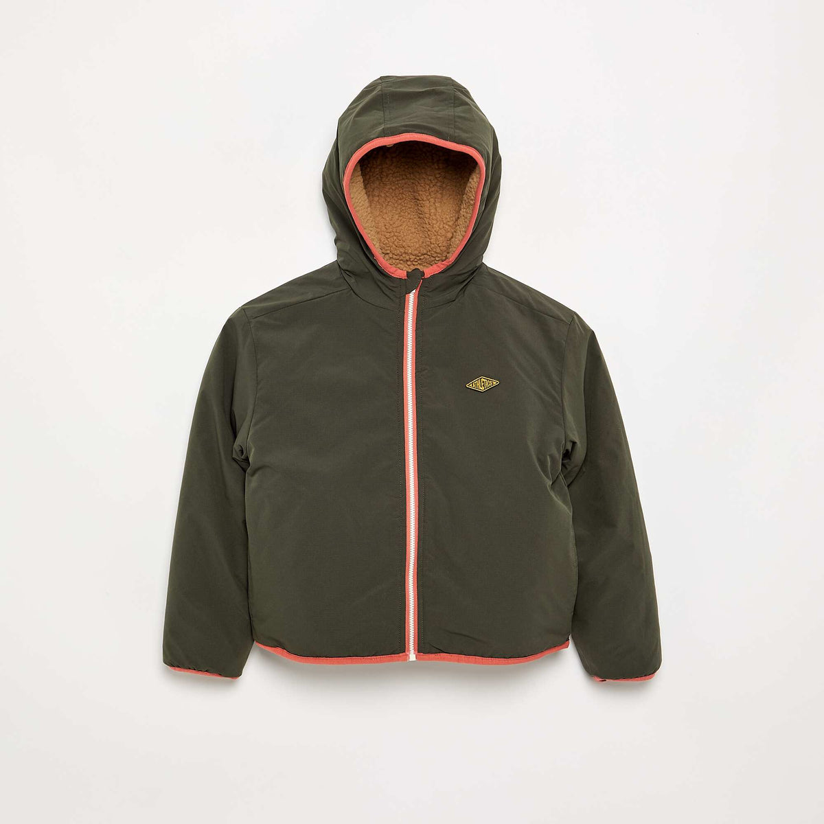 Reversible jacket with one faux sheepskin side BEIGE
