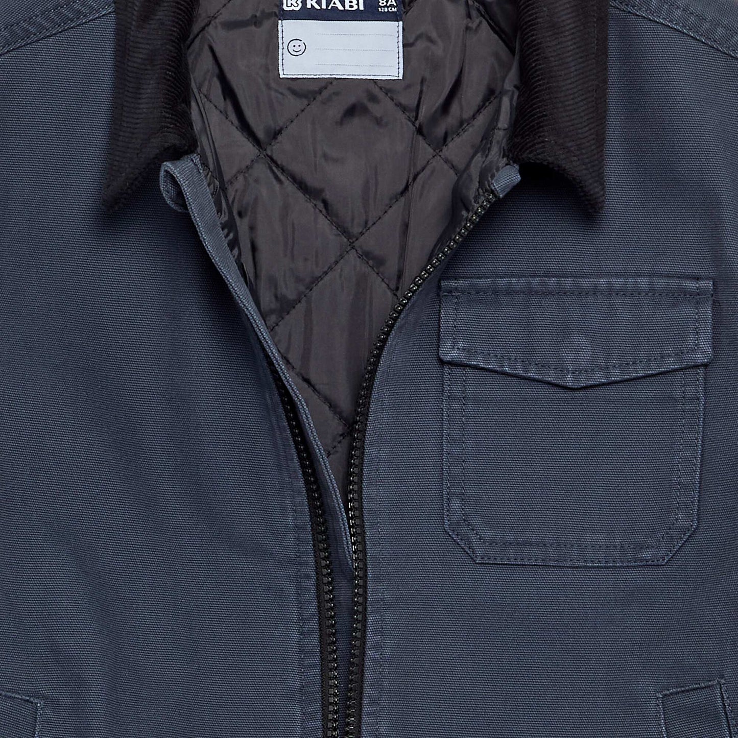 Short jacket with contrasting velvet collar BLUE