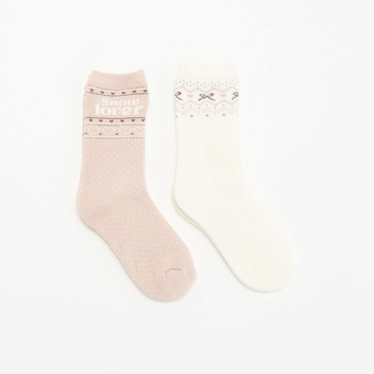2-pack of lined socks WHITE