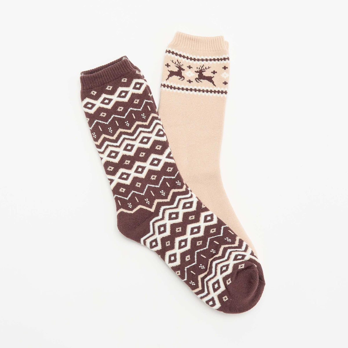 2-Pack of Lined Socks BEIGE