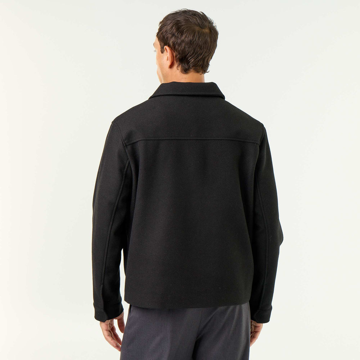 Wool-look shirt collar jacket BLACK