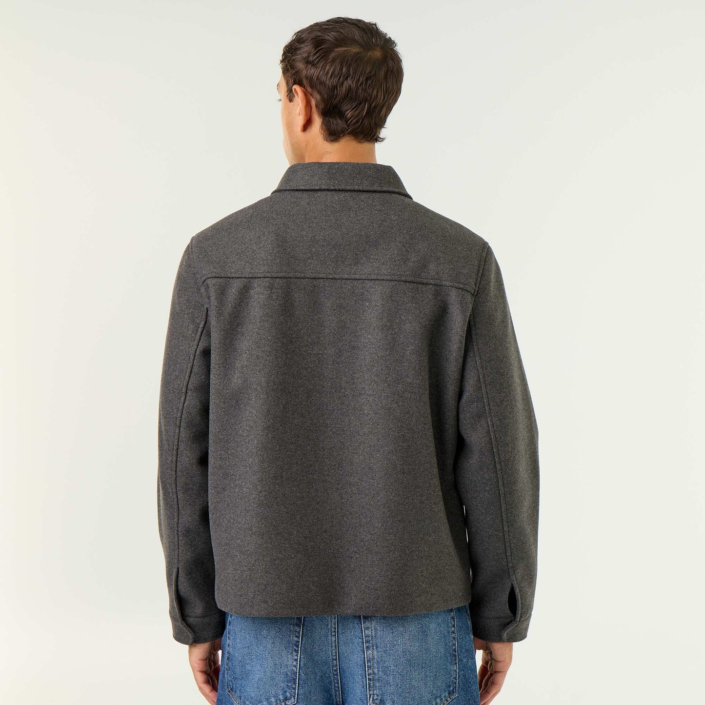 Wool-look shirt collar jacket GREY