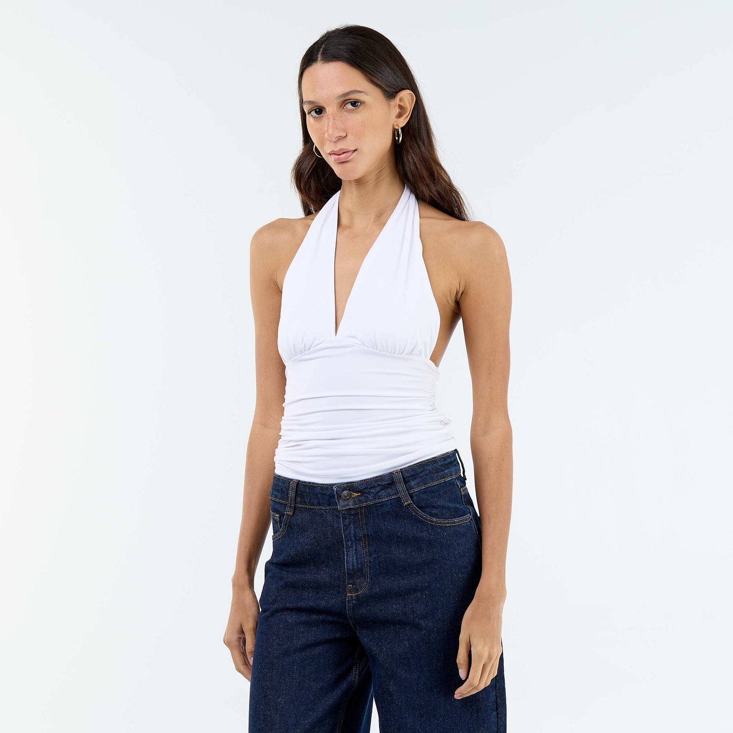 Stretch Halterneck Top WHITE