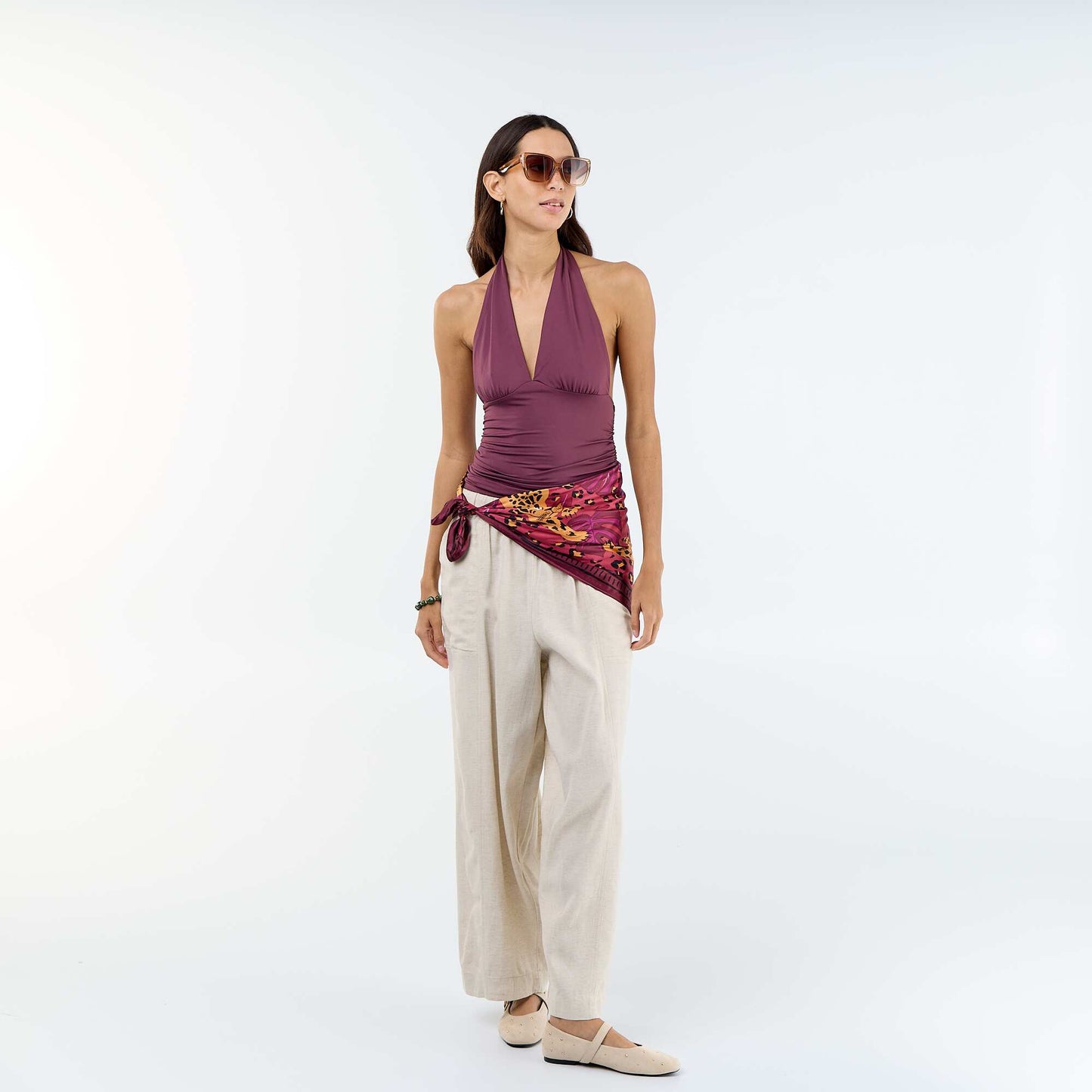 Stretch Halterneck Top PURPLE