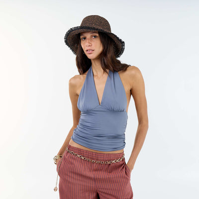 Stretch Halterneck Top GREY