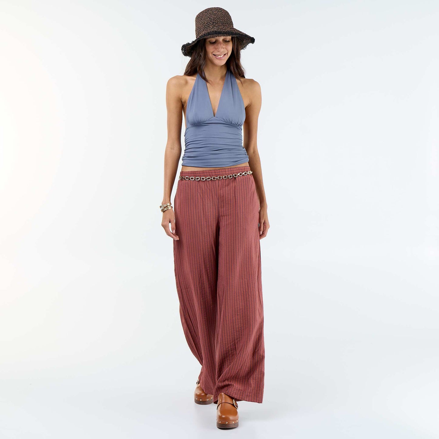 Stretch Halterneck Top GREY