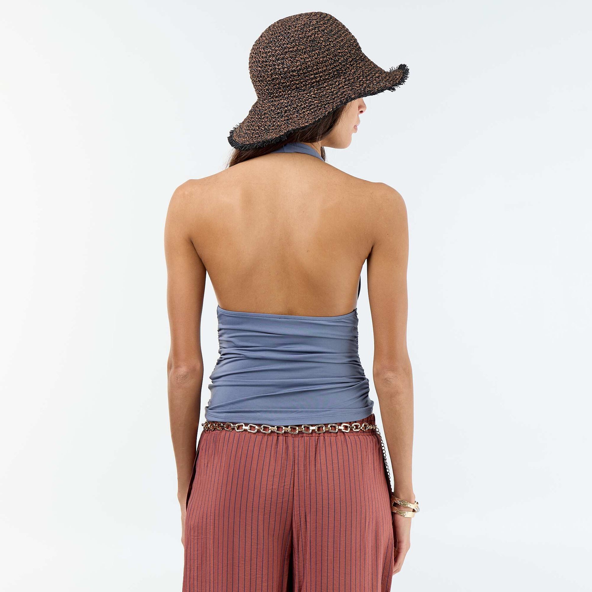 Stretch Halterneck Top GREY