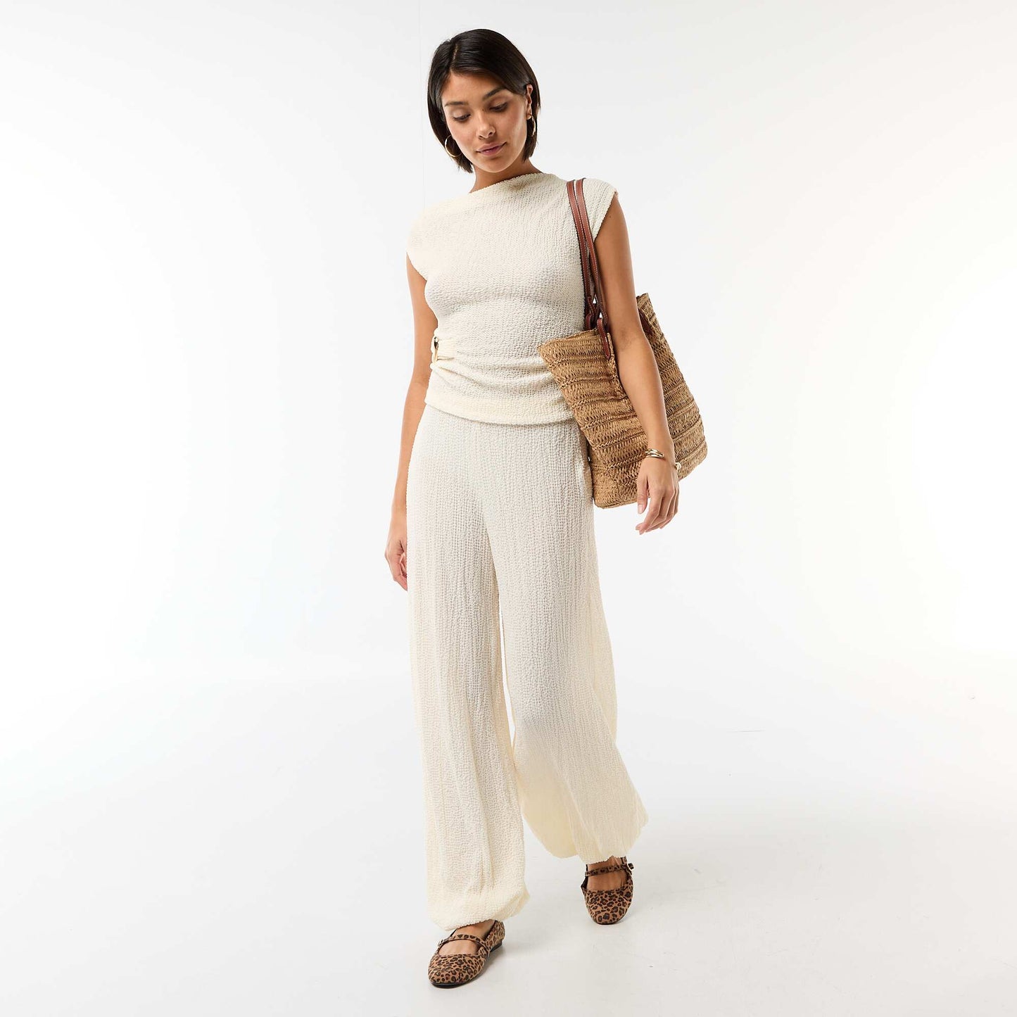 Asymmetrical Plain Stretch Sleeveless Top WHITE
