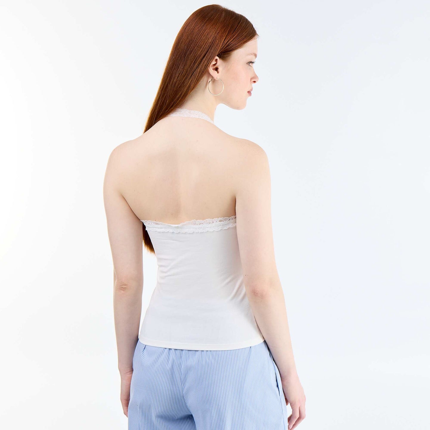 Lace Halter Neck Top WHITE