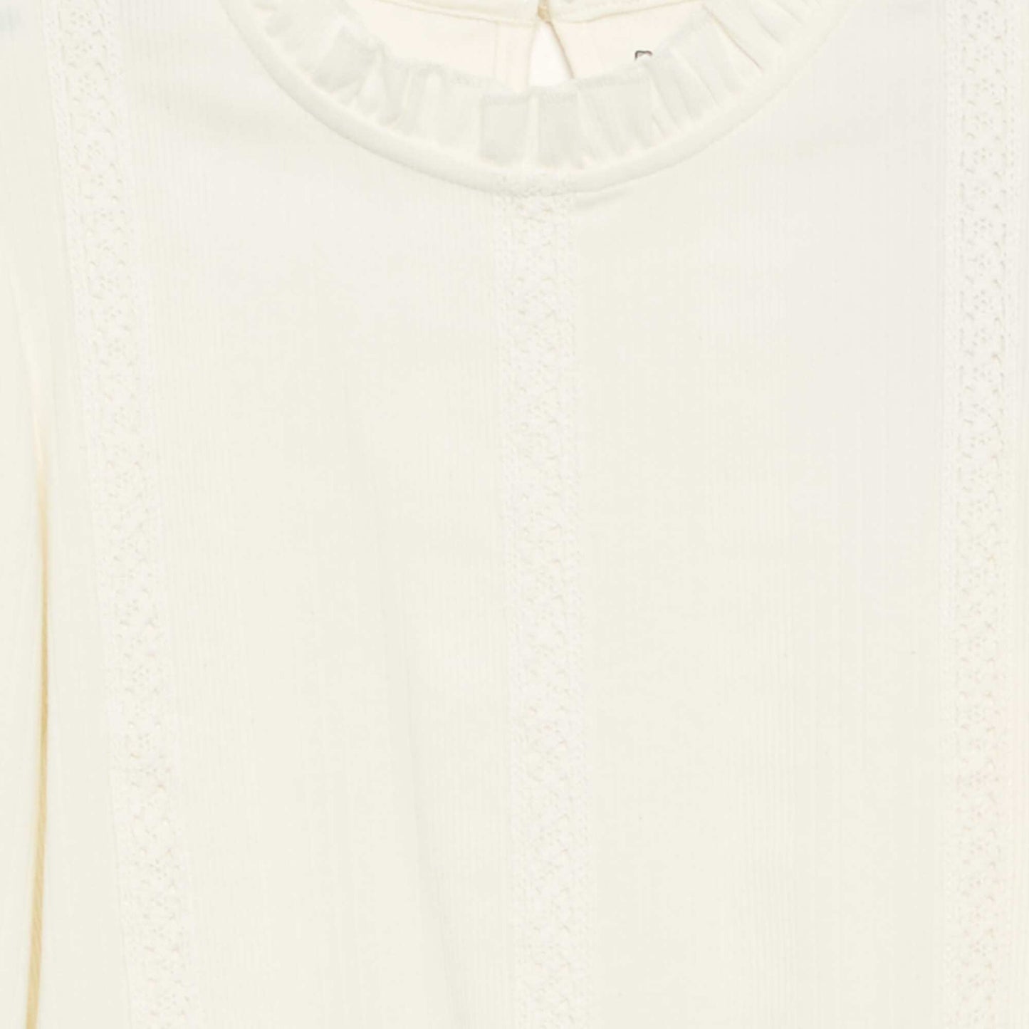 Long-sleeved blouse with ruffled collar BEIGE