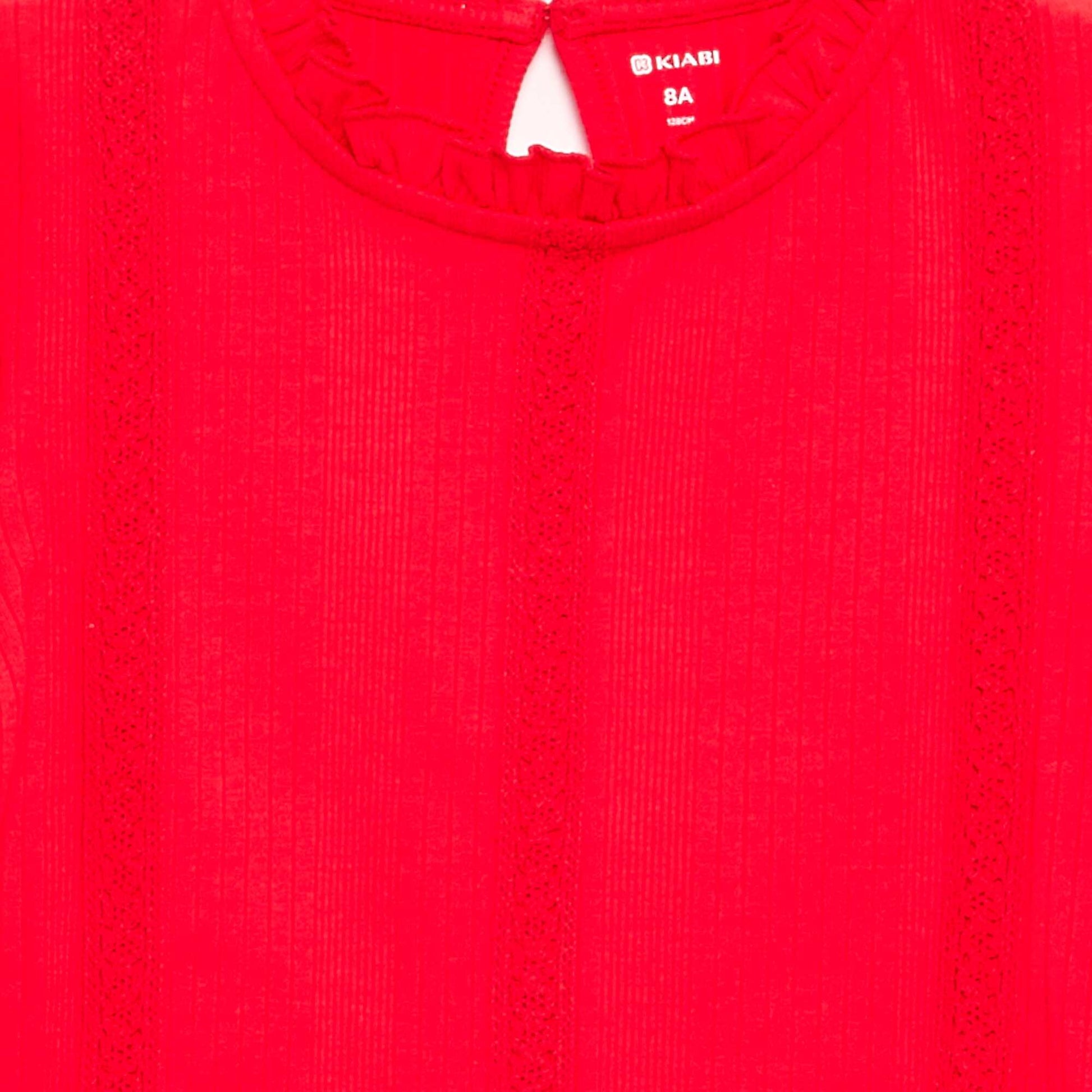Long-sleeved blouse with ruffled collar RED