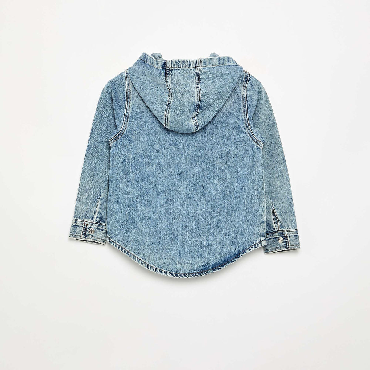 Denim hooded shirt BLUE