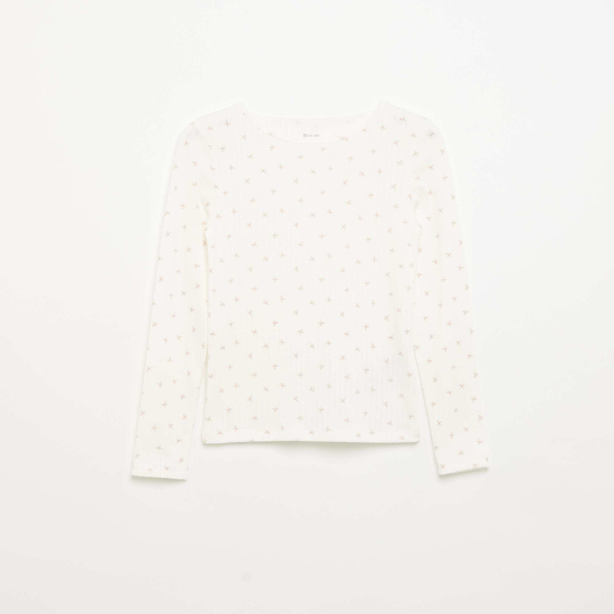 Pack of 2 Fancy Knit Long-Sleeved T-shirts BEIGE