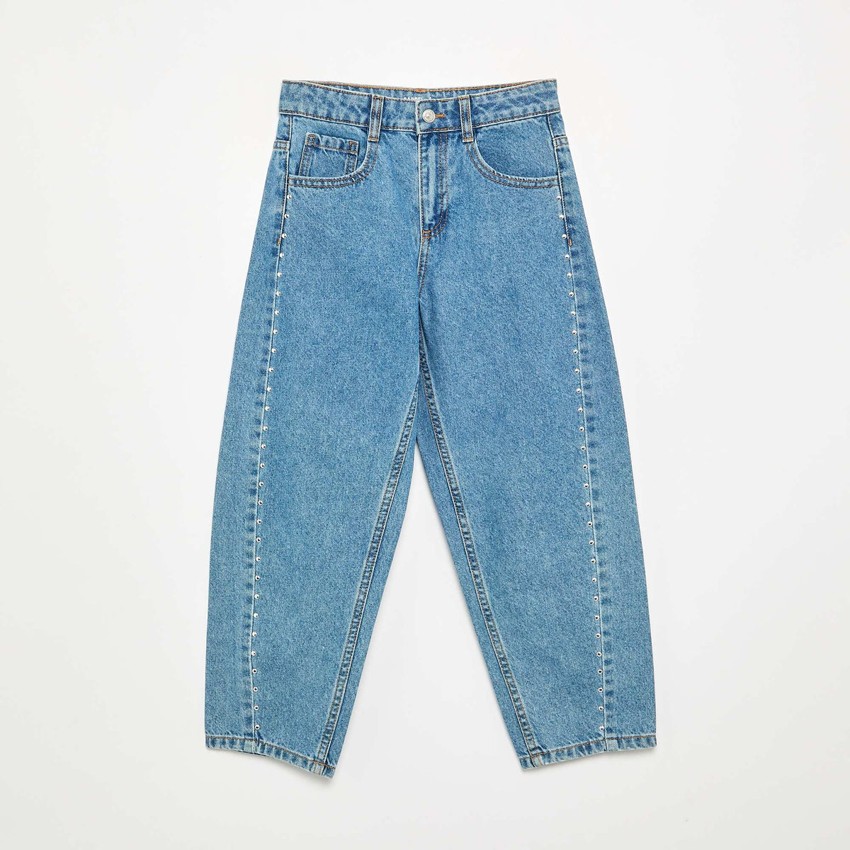Wide Leg Trousers with Decorative Studs BLUE