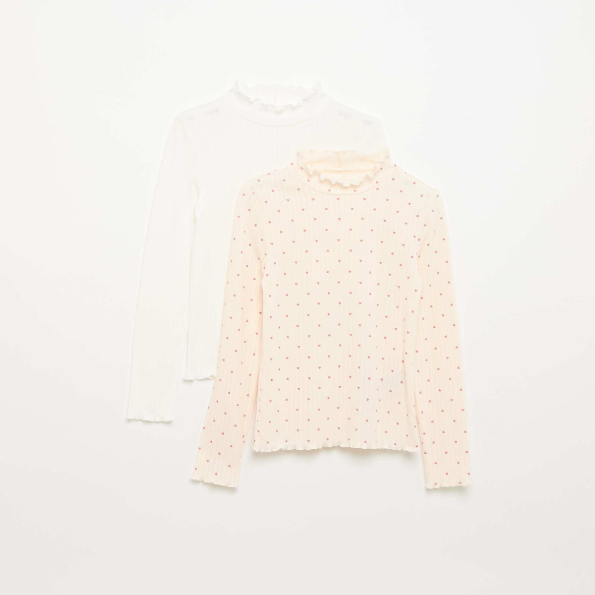 Pack of 2 Fancy Knit T-shirts with Wavy Finishes PINK