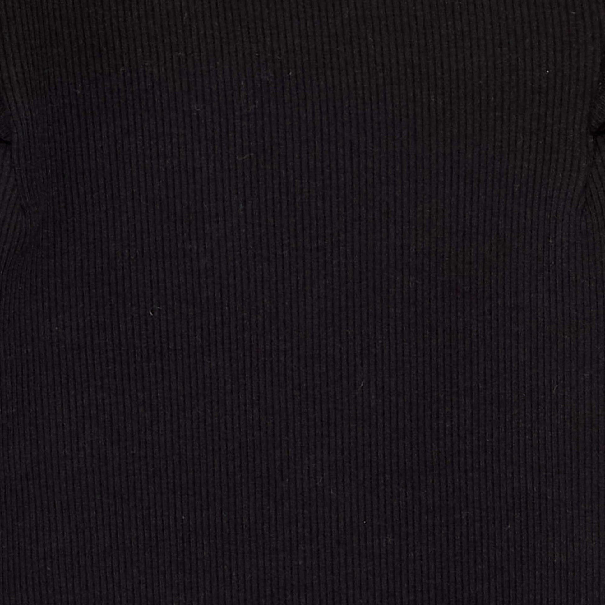 Long-sleeved ribbed knit T-shirt BLACK