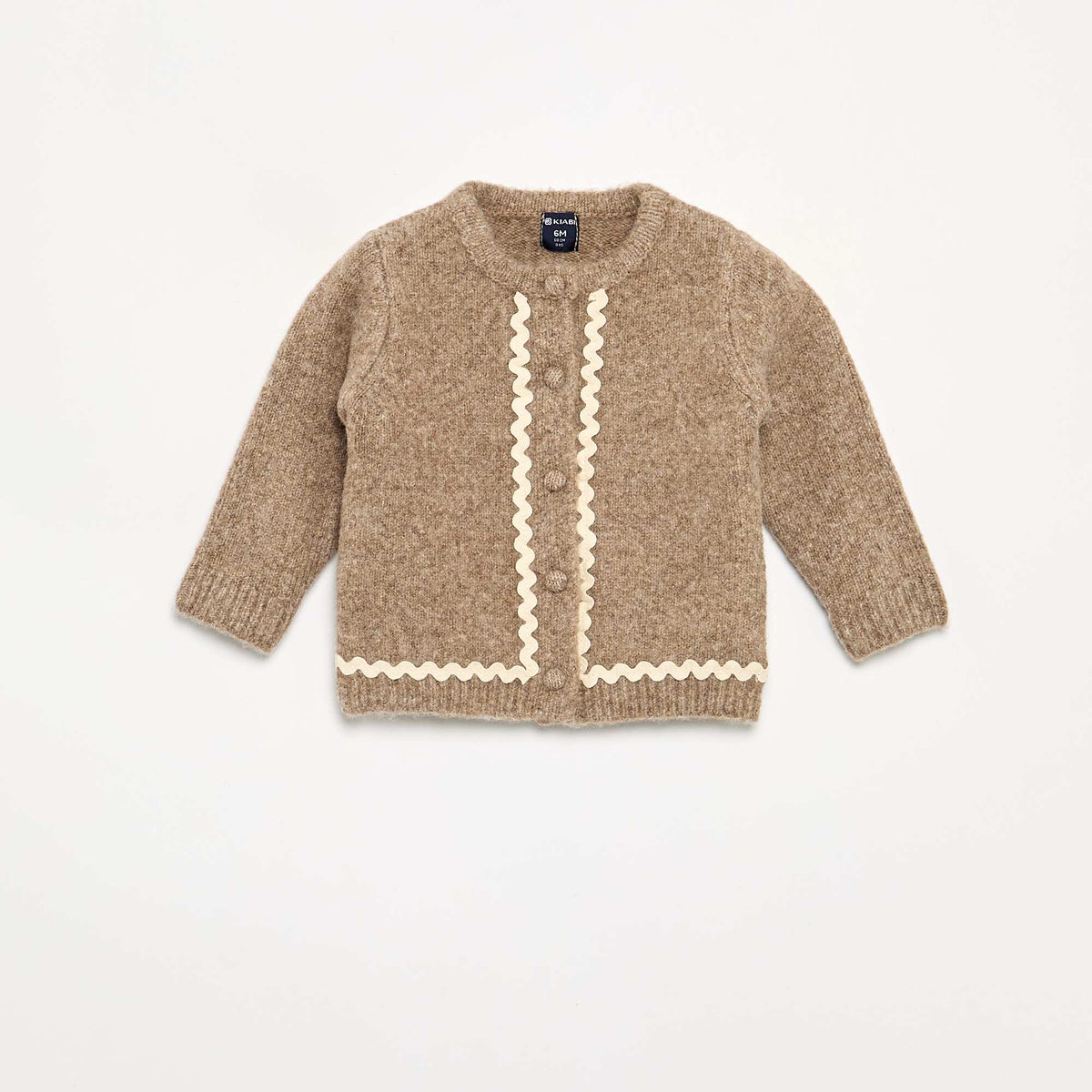 Cardigan with Contrast Trim BROWN