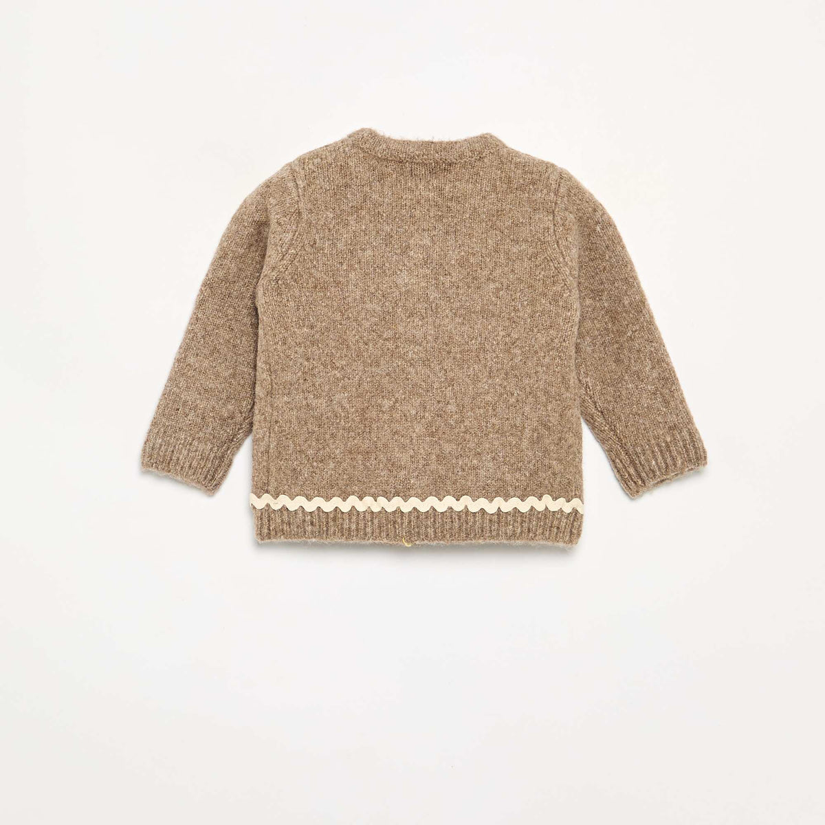 Cardigan with Contrast Trim BROWN