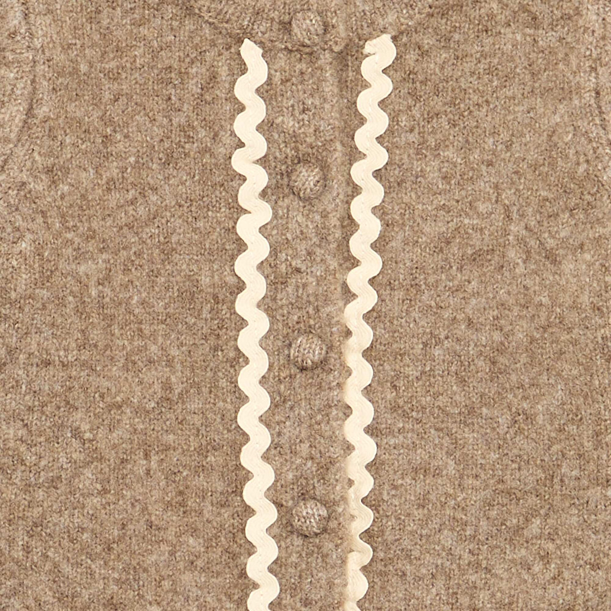 Cardigan with Contrast Trim BROWN