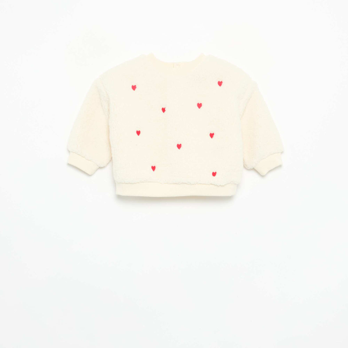 Sherpa-effect sweatshirt with embroidery WHITE