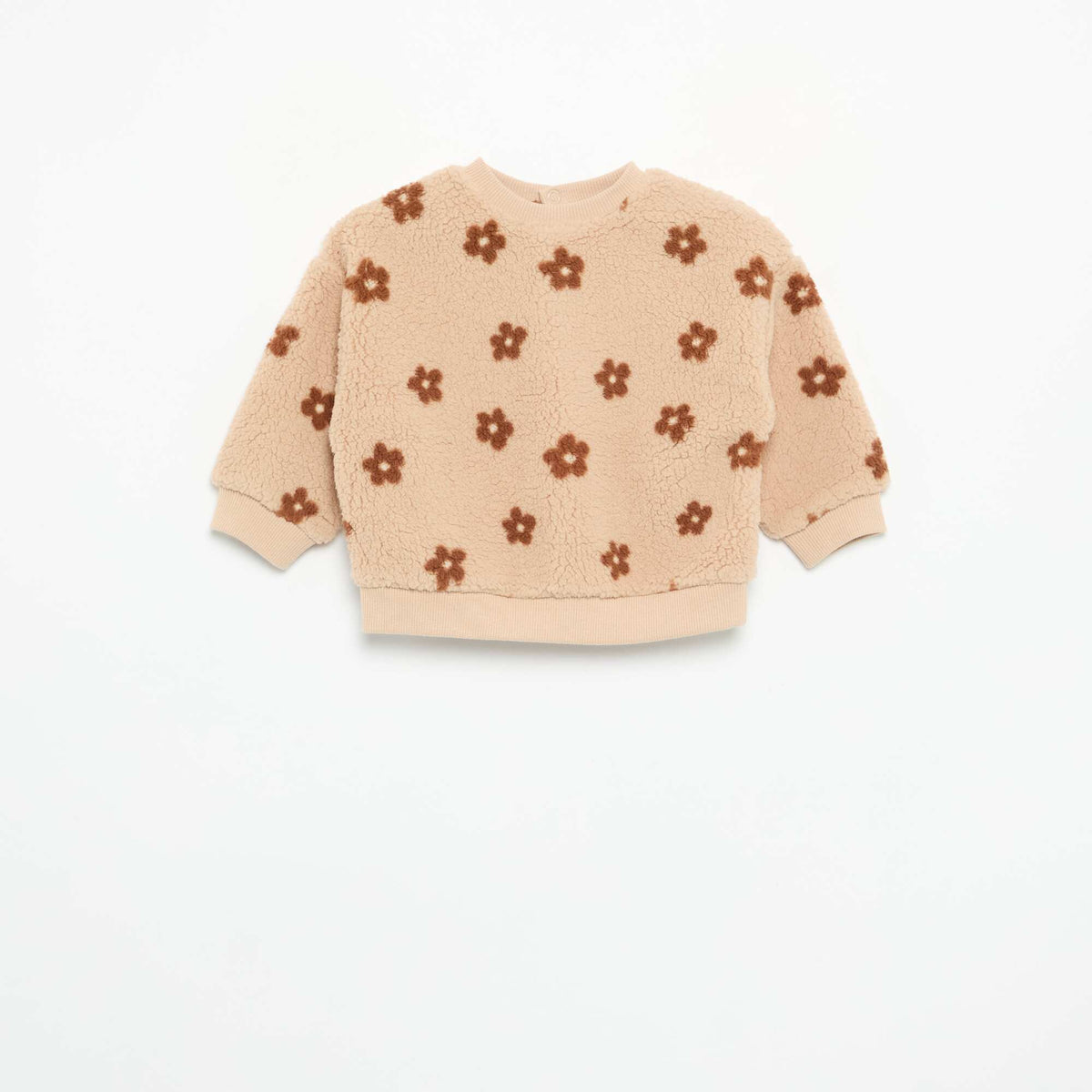 Embroidered sherpa effect sweatshirt BEIGE