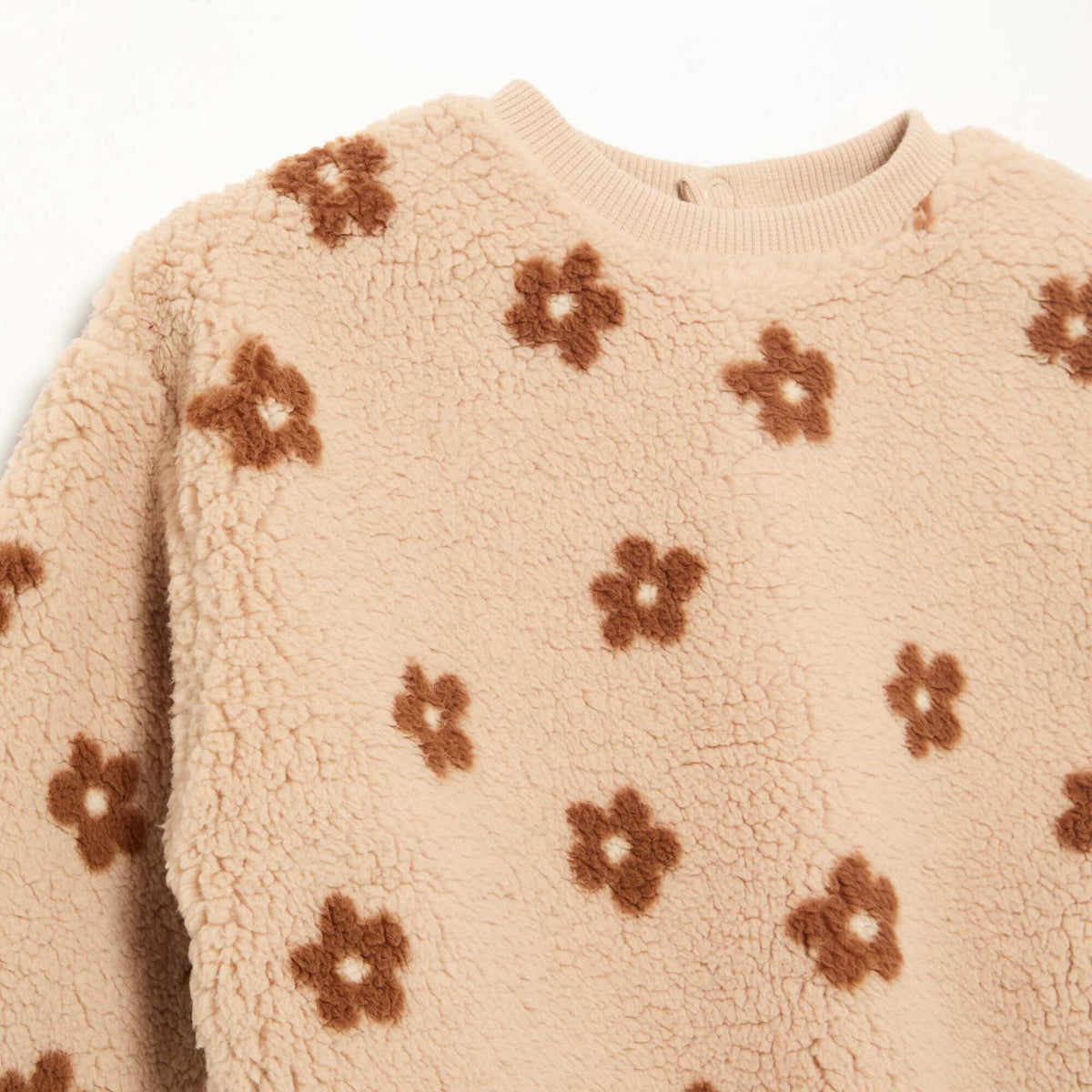 Embroidered sherpa effect sweatshirt BEIGE