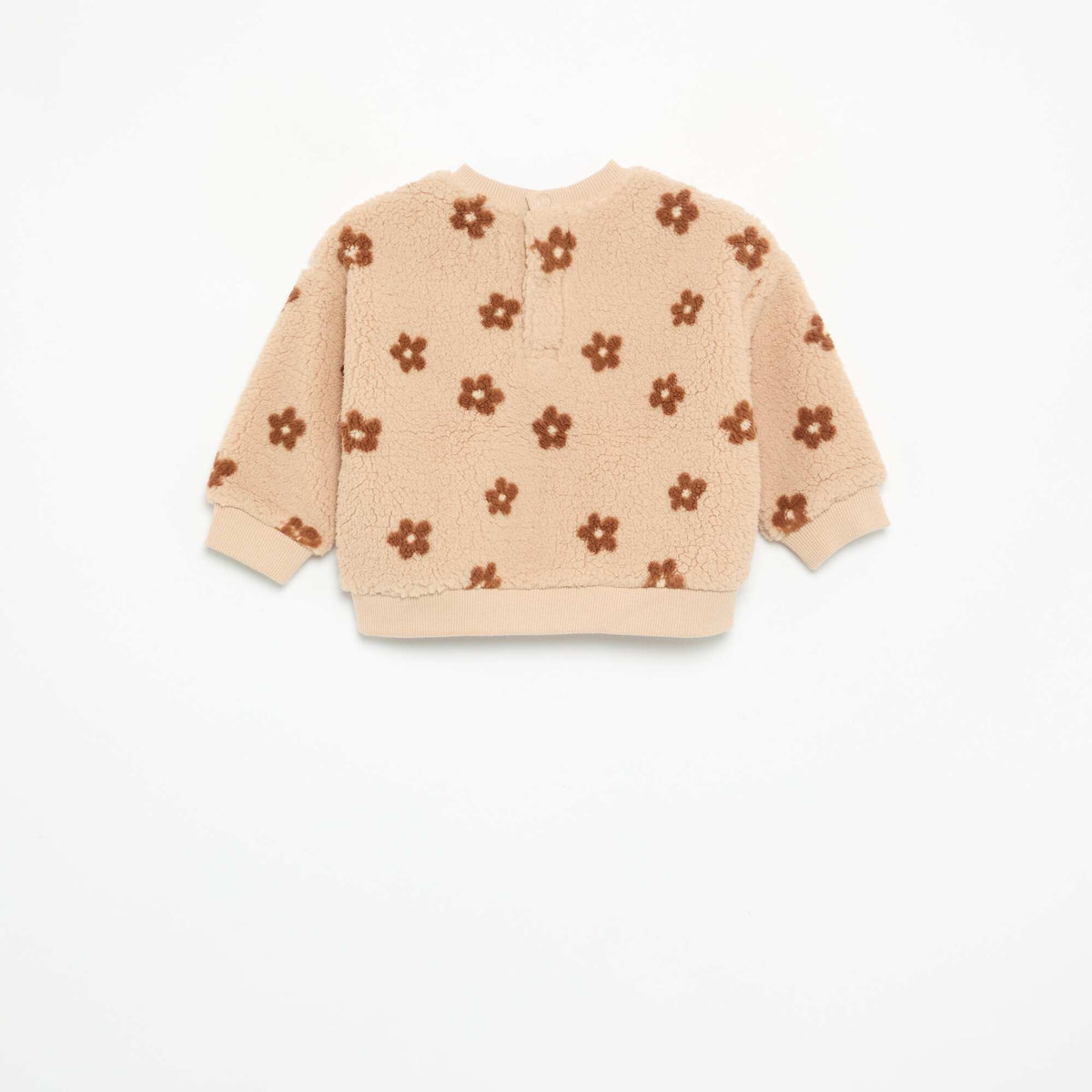 Embroidered sherpa effect sweatshirt BEIGE