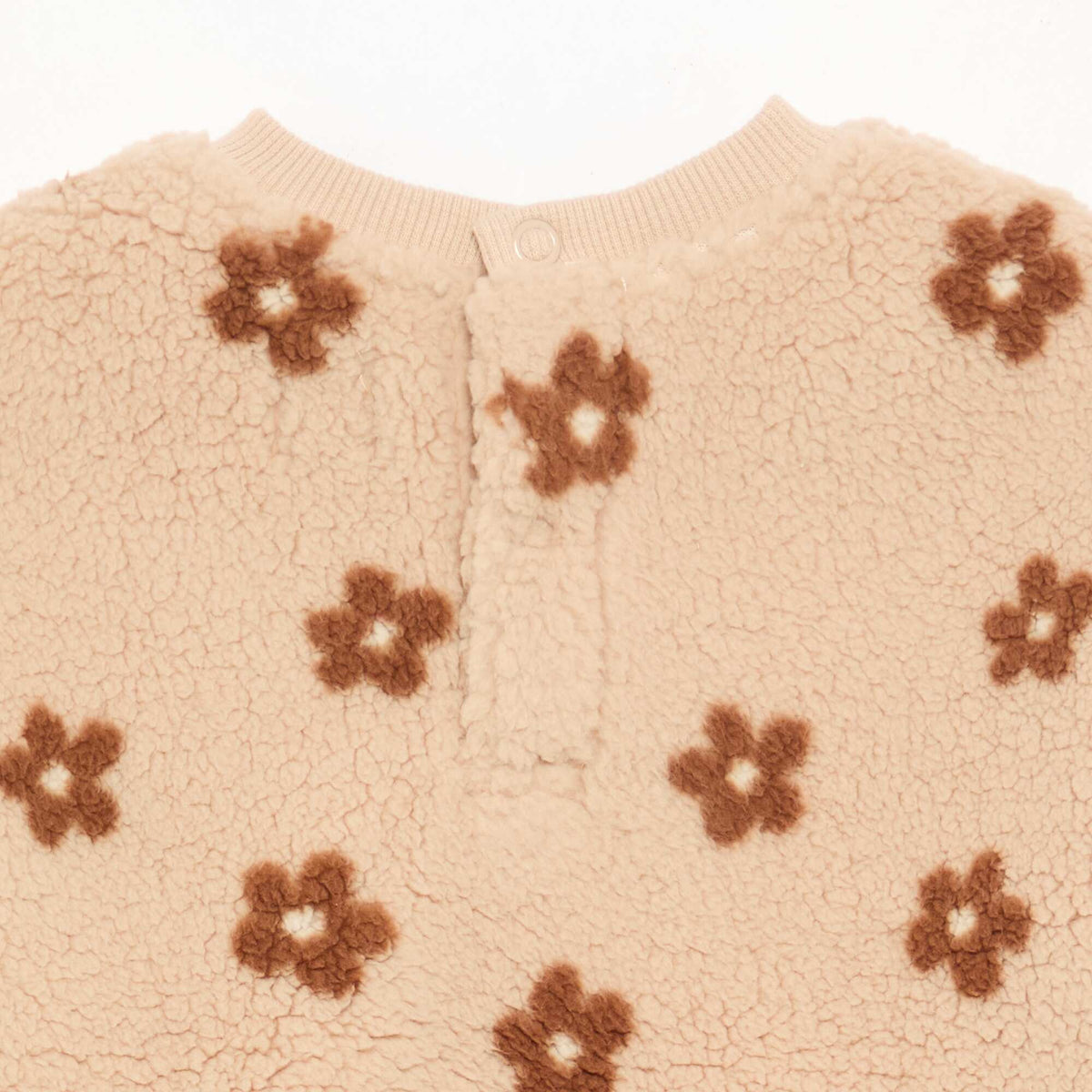 Embroidered sherpa effect sweatshirt BEIGE