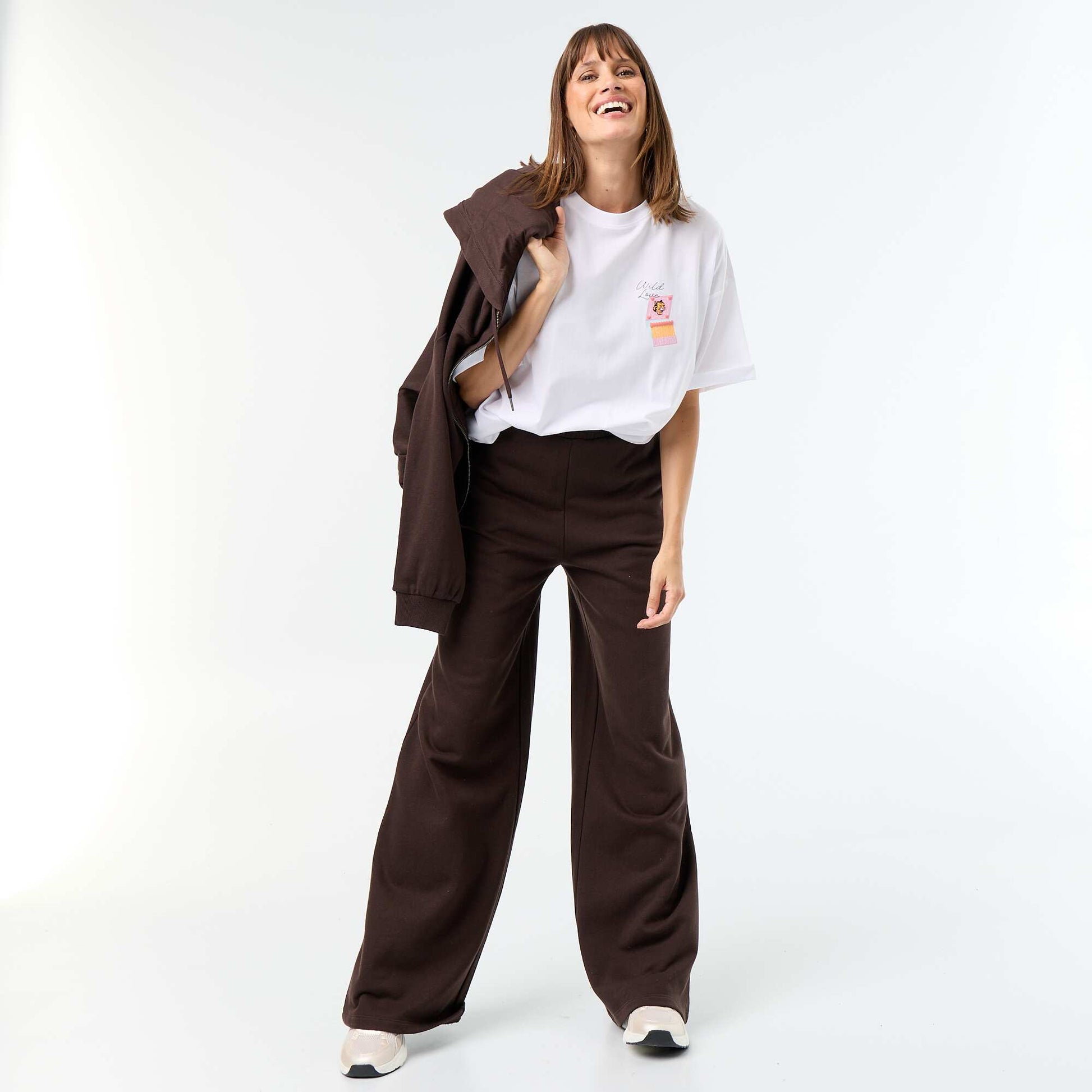 Oversized T-shirt with Back Print WHITE