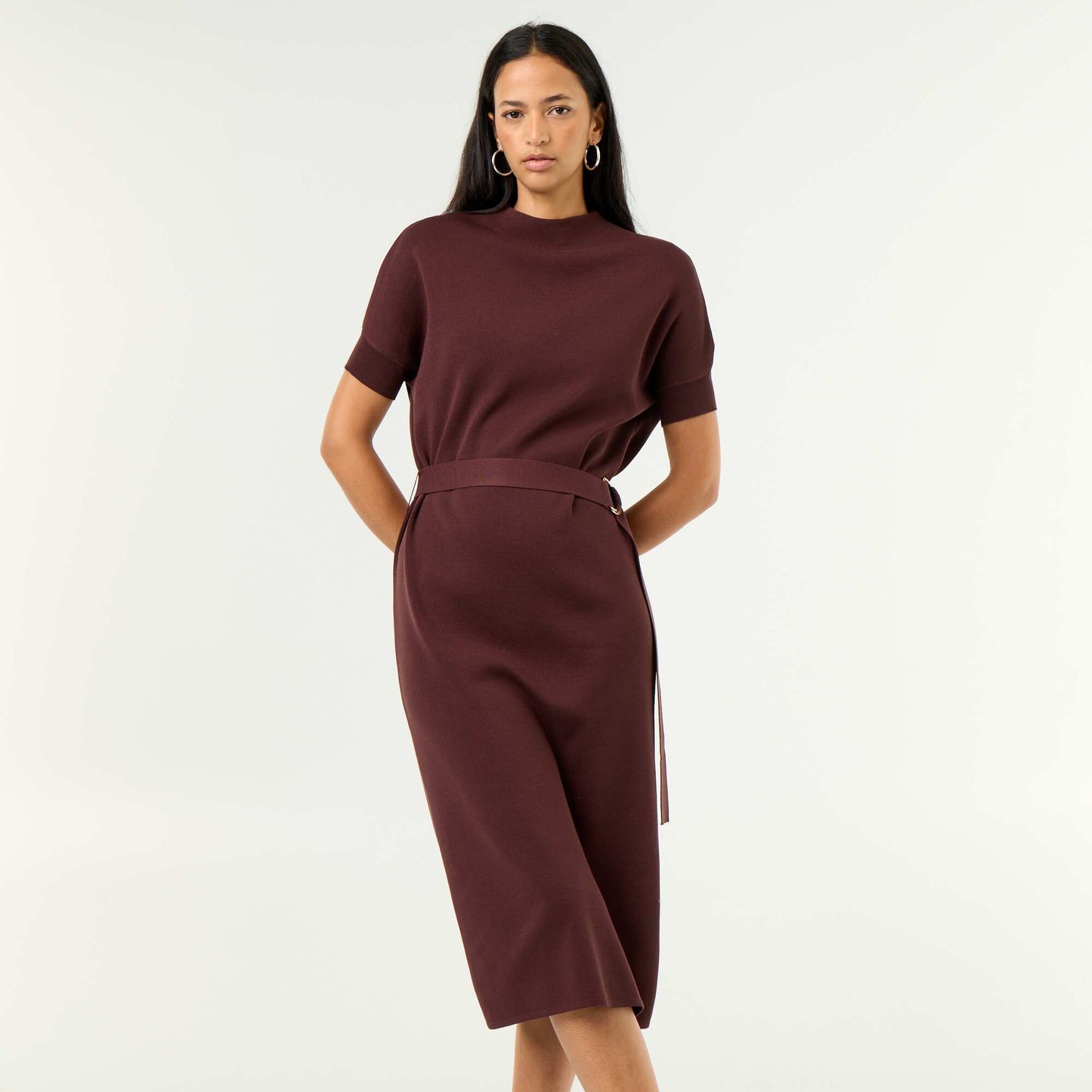 Heavy knit dress PURPLE