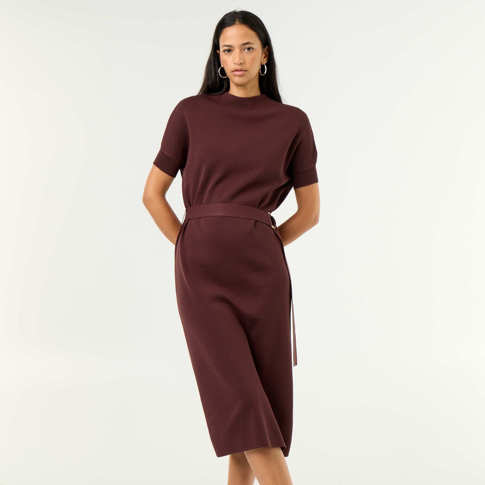 Heavy knit dress PURPLE