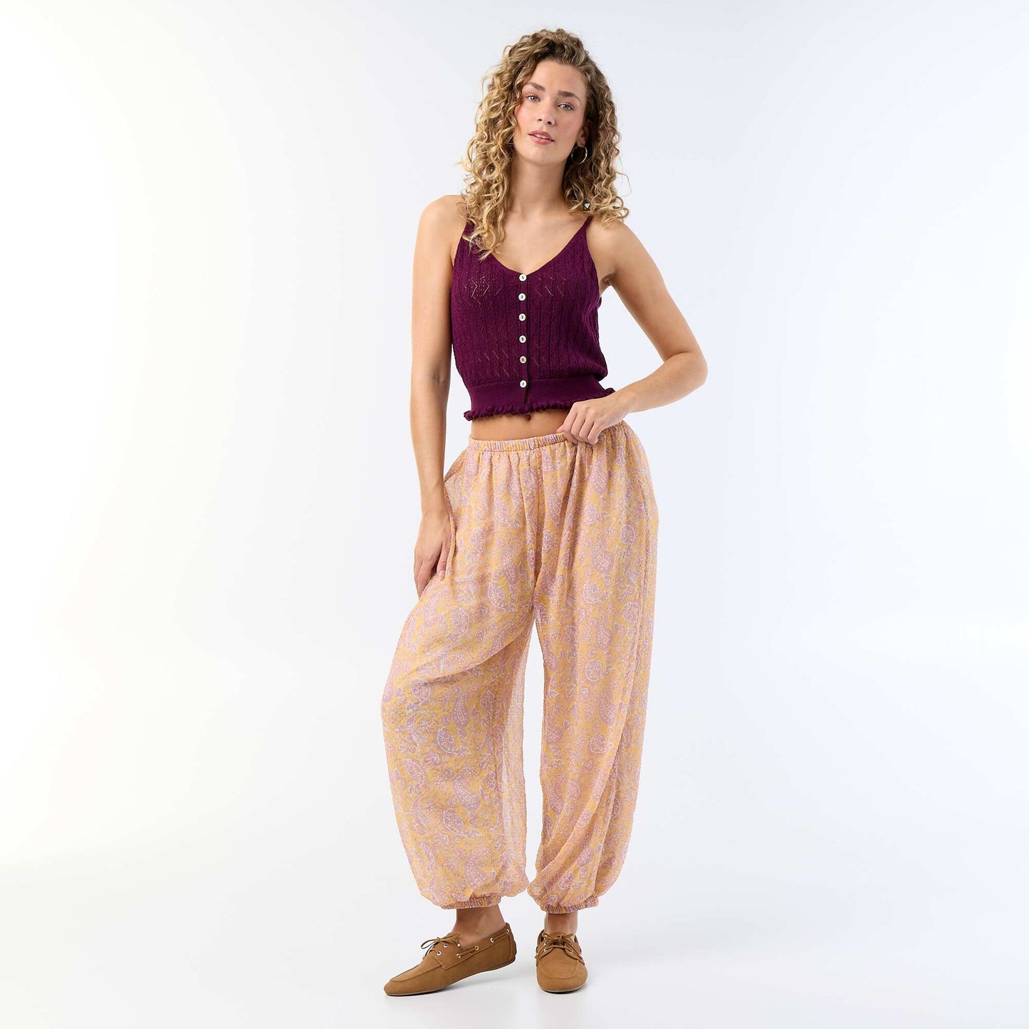Lightweight balloon-fit trousers ORANGE