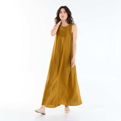 Long loose-fit dress BROWN