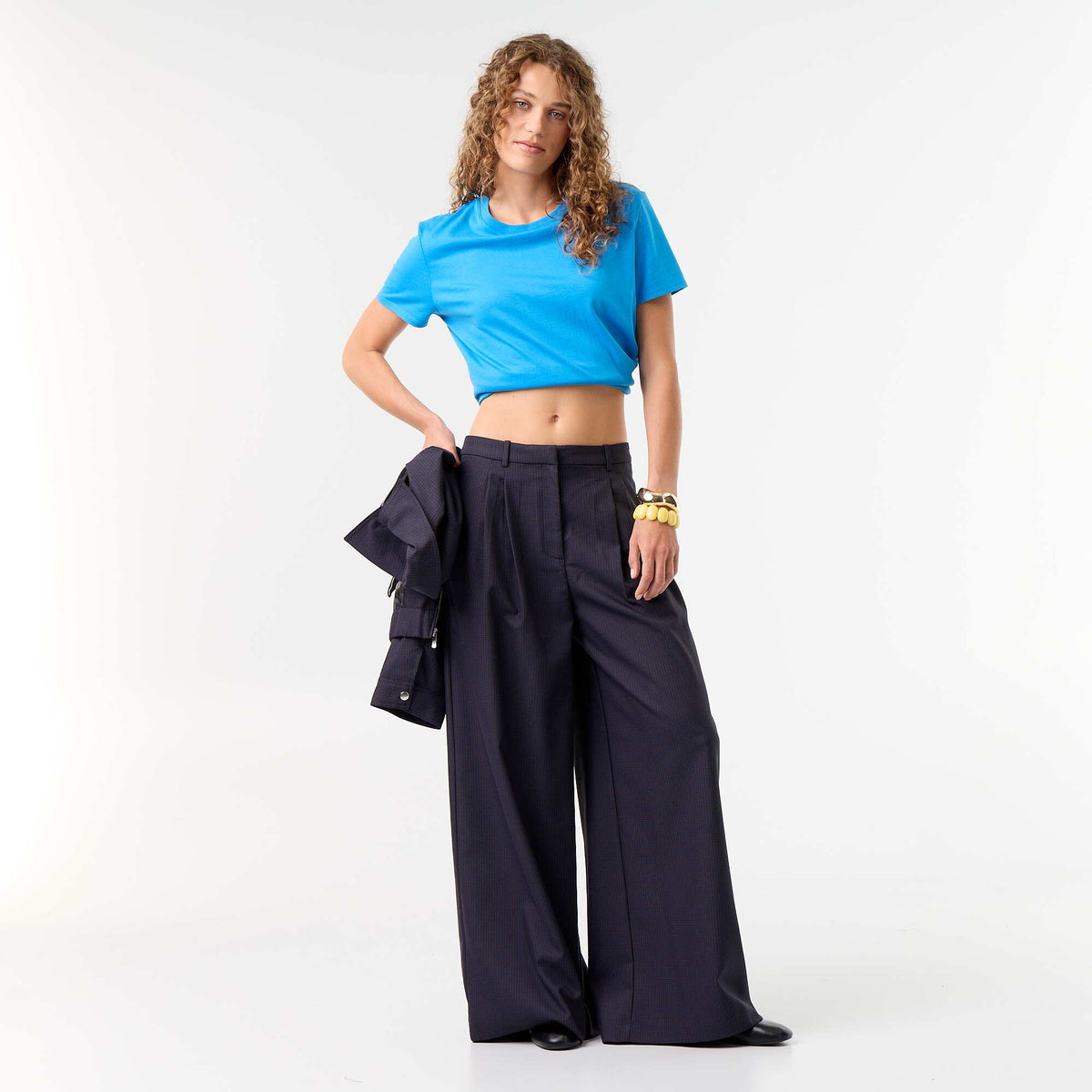 High-waisted wide-leg pants BLUE