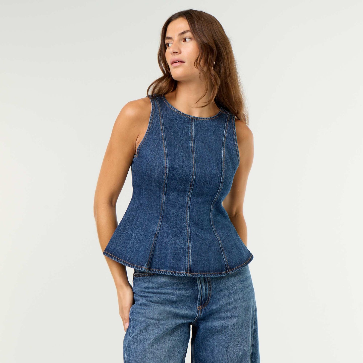Sleeveless Denim Blouse BLUE