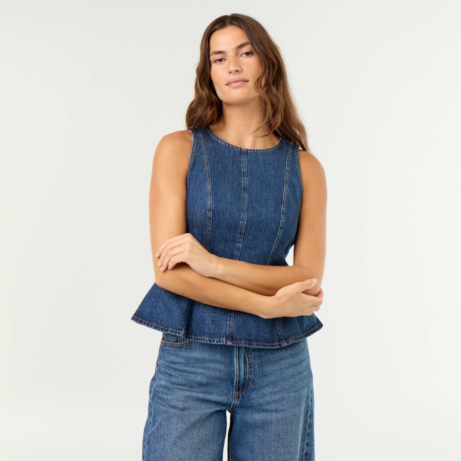 Sleeveless Denim Blouse BLUE