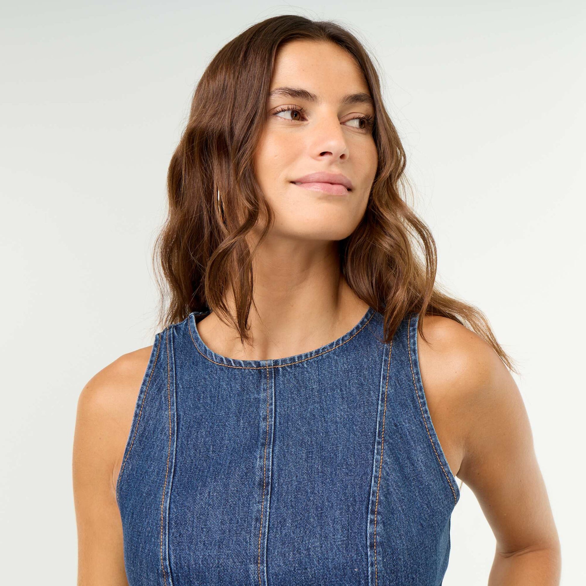 Sleeveless Denim Blouse BLUE