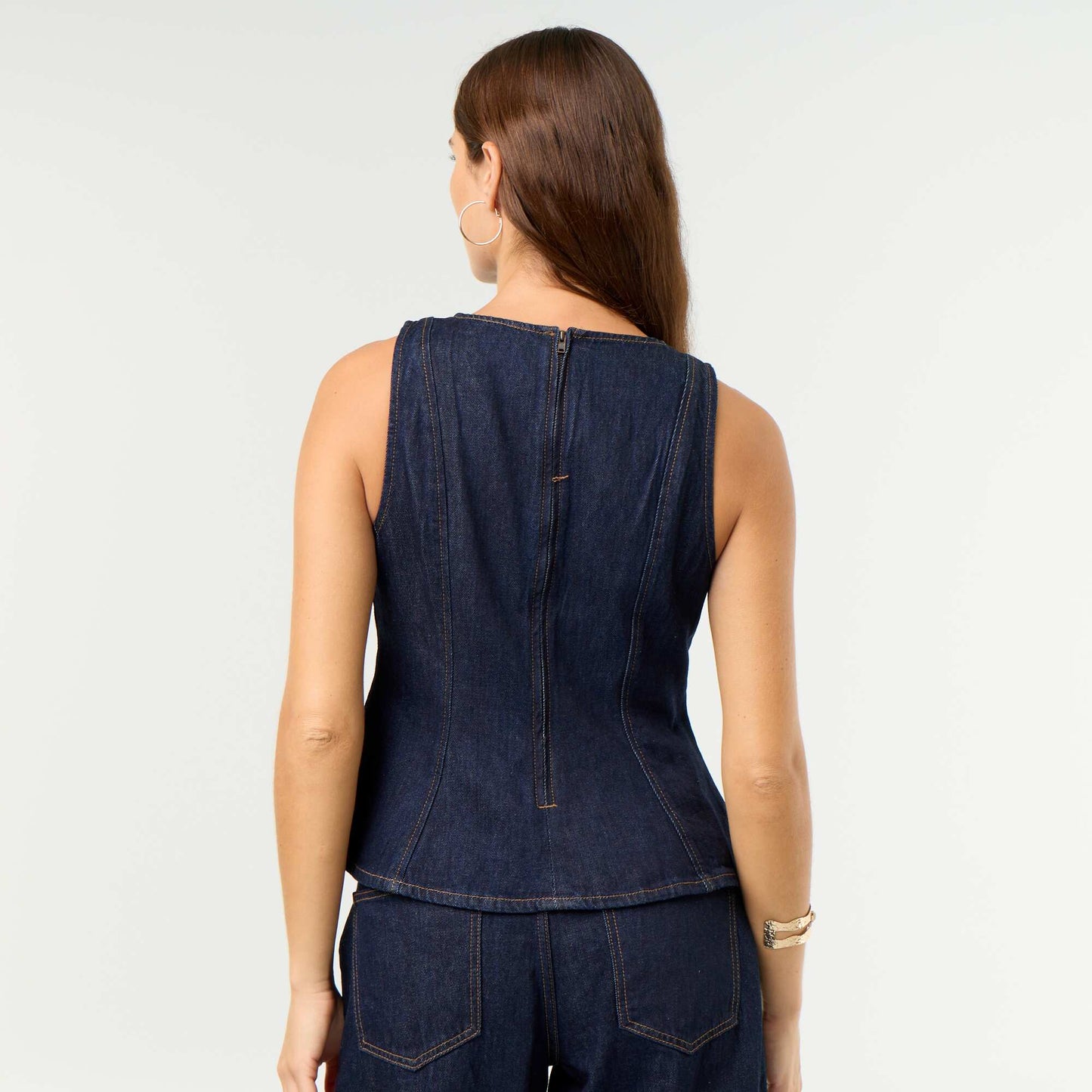 Sleeveless Denim Blouse BLUE