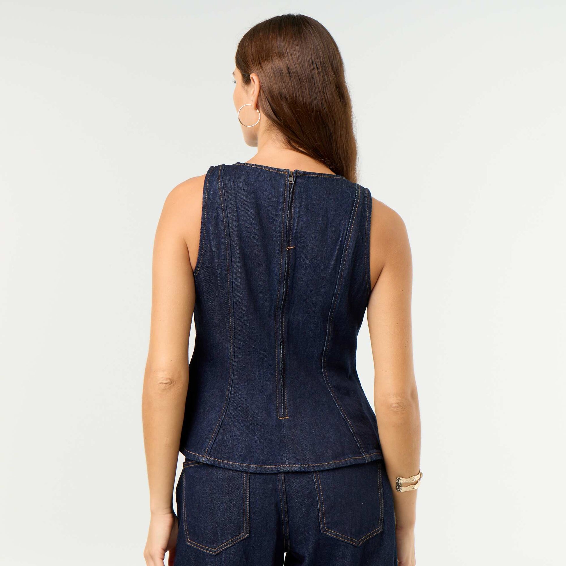 Sleeveless Denim Blouse BLUE