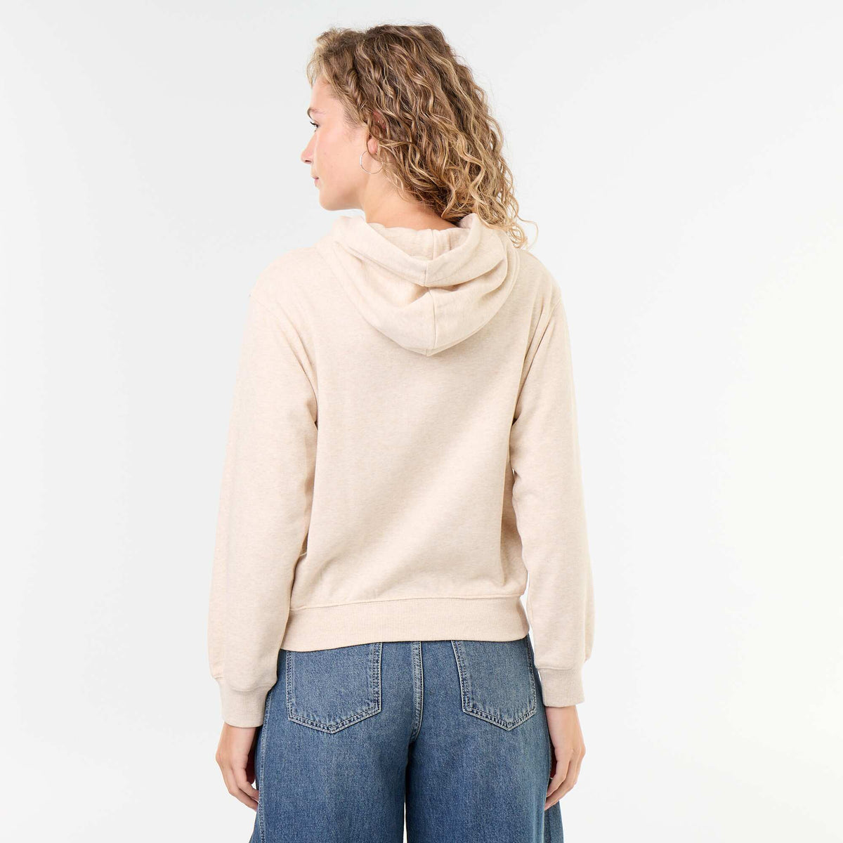 Hooded Sweatshirt with Embroidered Bear BEIGE