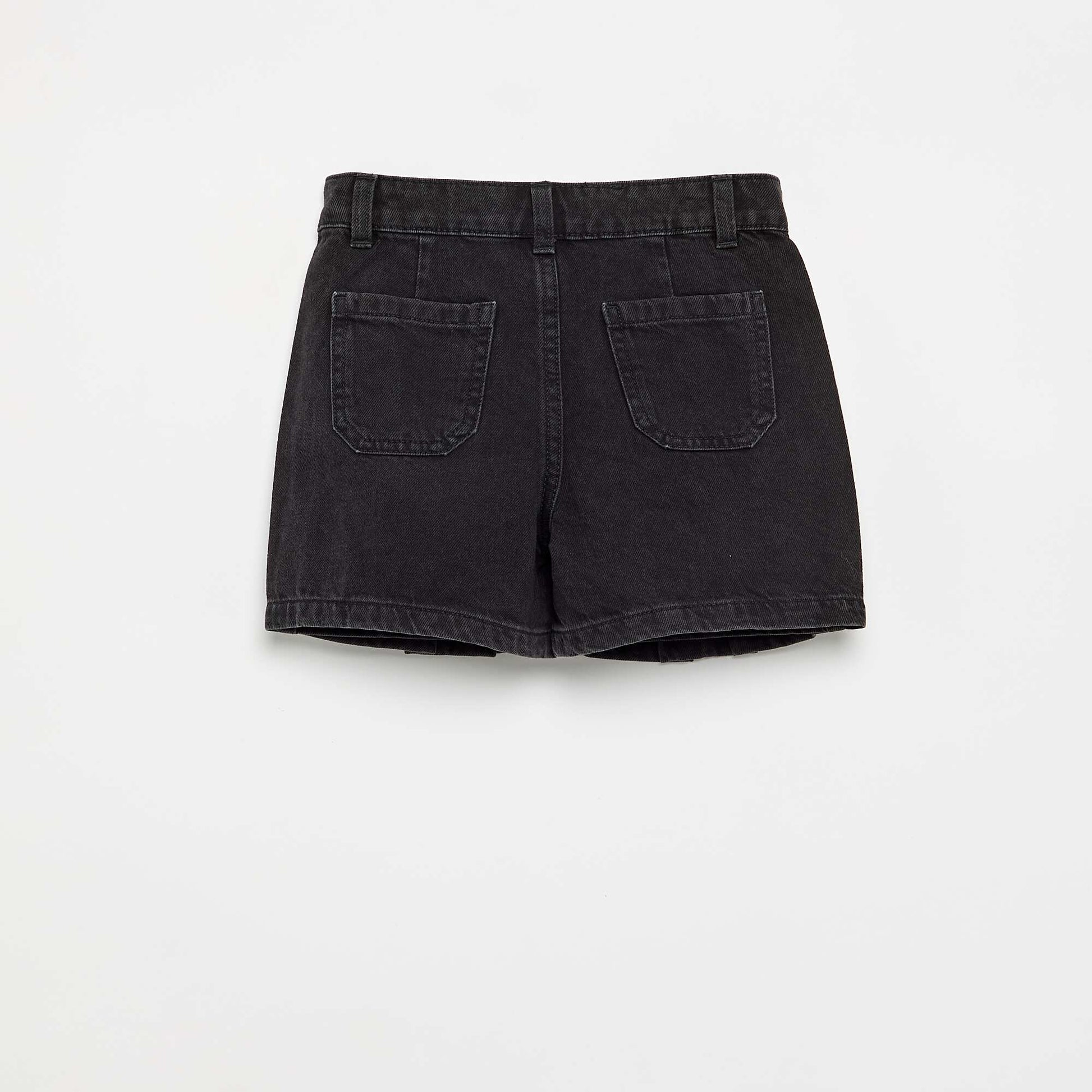 Short denim skort BLACK